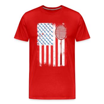 4. Juli Badminton - Männer Premium Bio T-Shirt - Rot - Vorne - Damien (186cm)