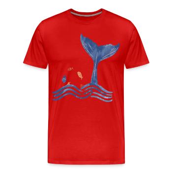 Whale fin and fish - Men's Premium Organic T-Shirt - red - Front - Damien (186cm)
