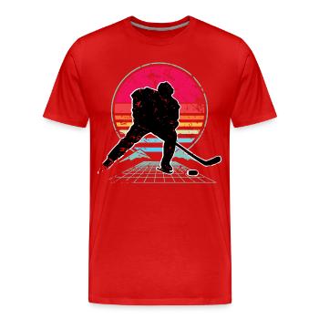 Hockey sur glace - T-shirt bio Premium Homme - rouge - Devant - Damien (186cm)