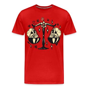 Balance avec crânes - T-shirt bio Premium Homme - rouge - Devant - Damien (186cm)