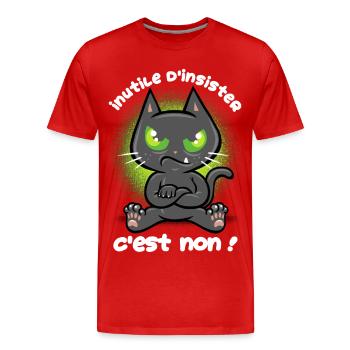 Chat têtu - T-shirt bio Premium Homme - rouge - Devant - Damien (186cm)