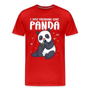 I Freaking Love Panda – Cute Panda Love - Men's Premium Organic T-Shirt - red - Front - Damien (186cm)