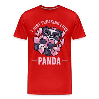 I Freaking Love Panda – Cute Panda Hearts - Men's Premium Organic T-Shirt - red - Front - Damien (186cm)