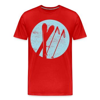 Ski - Vacances au ski et ski rétro - T-shirt bio Premium Homme - rouge - Devant - Damien (186cm)