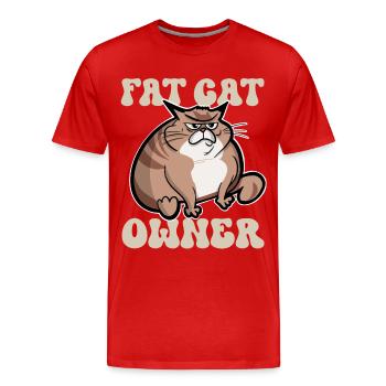 Propriétaire de gros chat - T-shirt bio Premium Homme - rouge - Devant - Damien (186cm)