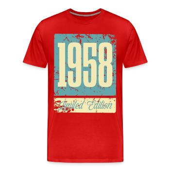1958 Anniversaire de naissance Année de naissance - T-shirt bio Premium Homme - rouge - Devant - Damien (186cm)