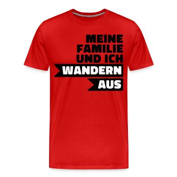 Wandern Aus – Großbuchstaben Kontrast - Männer Premium Bio T-Shirt - Rot - Vorne - Damien (186cm)