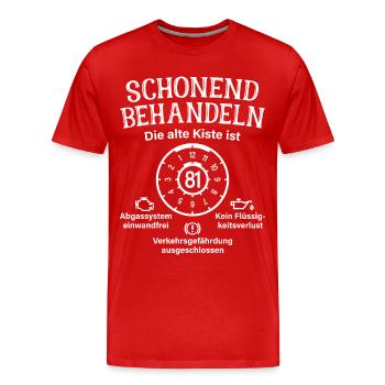 81. Geburtstag Schonend Behandeln Alte Kiste 81 - Männer Premium Bio T-Shirt - Rot - Vorne - Damien (186cm)