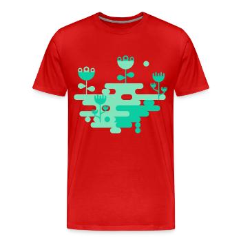 The Blob Garden L Mint & Green - Men's Premium Organic T-Shirt - red - Front - Damien (186cm)