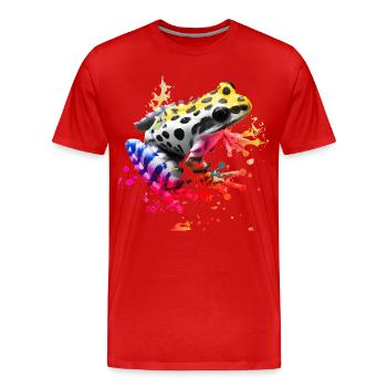 Bunter Frosch mit Farbspritzern - Männer Premium Bio T-Shirt - Rot - Vorne - Damien (186cm)