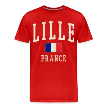 Lille Frankreich Vintage Logo - Männer Premium Bio T-Shirt - Rot - Vorne - Damien (186cm)