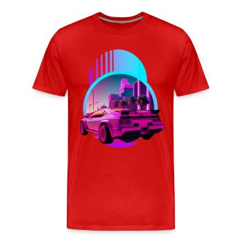 Retro Wave Supercar Vaporwave - Männer Premium Bio T-Shirt - Rot - Vorne - Damien (186cm)