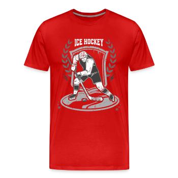 Hockey sur glace - T-shirt bio Premium Homme - rouge - Devant - Damien (186cm)