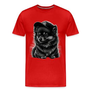 Spitz nain à casquette - T-shirt bio Premium Homme - rouge - Devant - Damien (186cm)