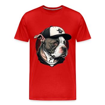 Bulldog streetwear casquette - T-shirt bio Premium Homme - rouge - Devant - Damien (186cm)