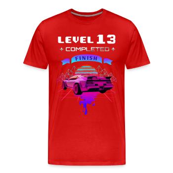 Niveau 13 terminé 13e anniversaire Retro Wave - T-shirt bio Premium Homme - rouge - Devant - Damien (186cm)