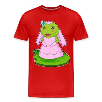 Mariage au voile de mariée de la grenouille - T-shirt bio Premium Homme - rouge - Devant - Damien (186cm)