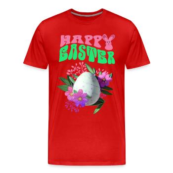 Happy Easter Easter Egg Floral Art - Men's Premium Organic T-Shirt - red - Front - Damien (186cm)