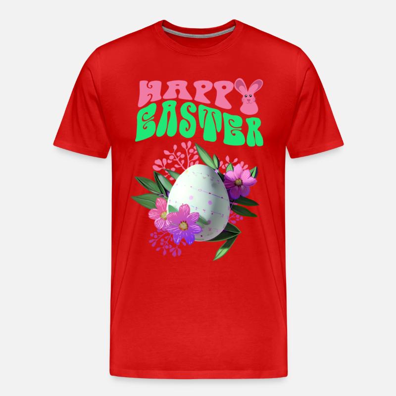 Frohe Ostern Osterei Blumenkunst - Männer Premium Bio T-Shirt - Rot