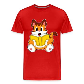 Tiger Nerd Book - Men's Premium Organic T-Shirt - red - Front - Damien (186cm)