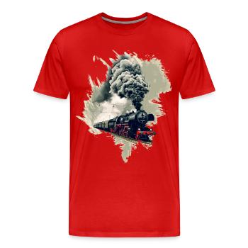 Ancienne locomotive à vapeur - T-shirt bio Premium Homme - rouge - Devant - Damien (186cm)