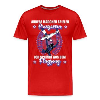 Fallschirmspringen Fallschirm Tandemsprung Mädchen - Männer Premium Bio T-Shirt - Rot - Vorne - Damien (186cm)