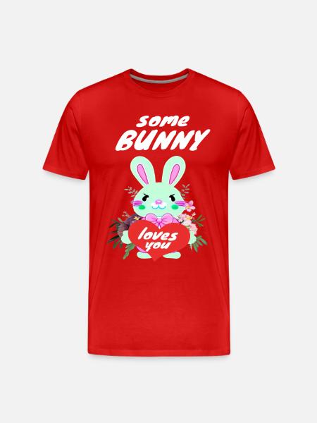 cute easter bunny in love - Men's Premium Organic T-Shirt - red