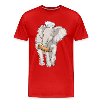 Elephant Baker Rolling Pin Baking - Men's Premium Organic T-Shirt - red - Front - Damien (186cm)