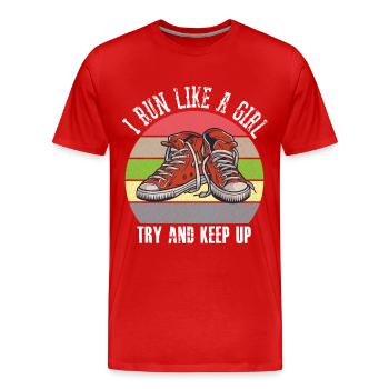 Vintage Retro Cross Country Running - Men's Premium Organic T-Shirt - red - Front - Damien (186cm)