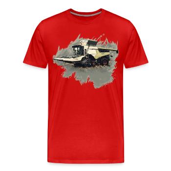 Corn Picker Combine Harvester Tractor - Men's Premium Organic T-Shirt - red - Front - Damien (186cm)