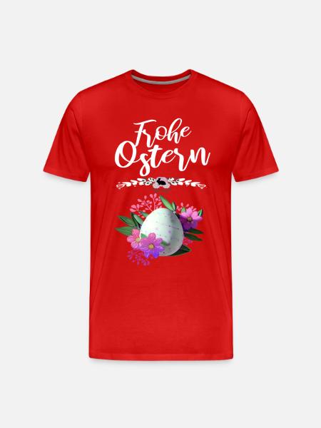 Frohe Ostern Osterei Floral - Männer Premium Bio T-Shirt - Rot