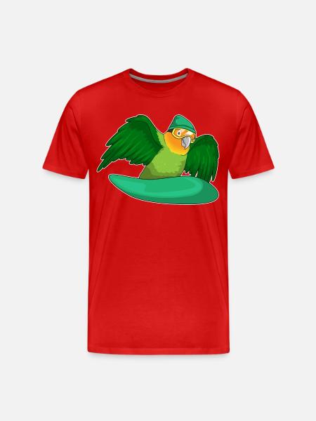 Parrot Snowboarder Snowboard - Men's Premium Organic T-Shirt - red
