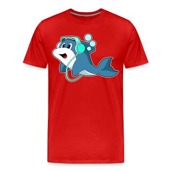 Musique casque Delfin - T-shirt bio Premium Homme - rouge - Devant - Damien (186cm)