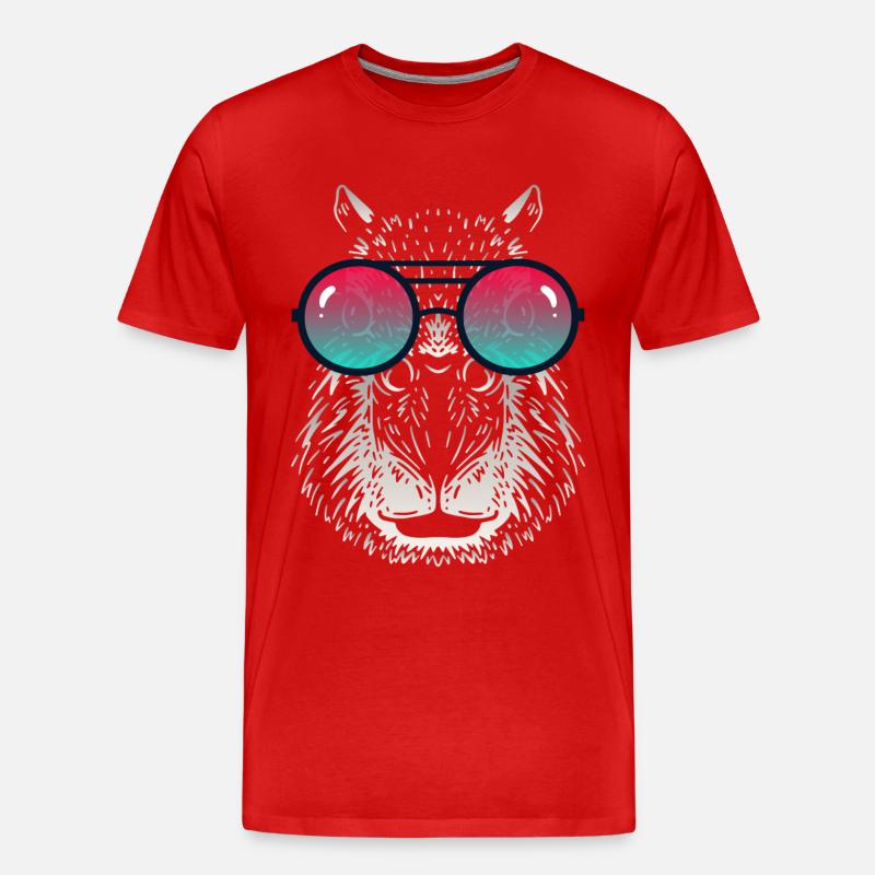 Cooles Capybara mit Sonnenbrille - Männer Premium Bio T-Shirt - Rot
