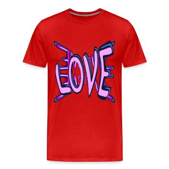 Love Love Love on pink - Men's Premium Organic T-Shirt - red - Front - Damien (186cm)