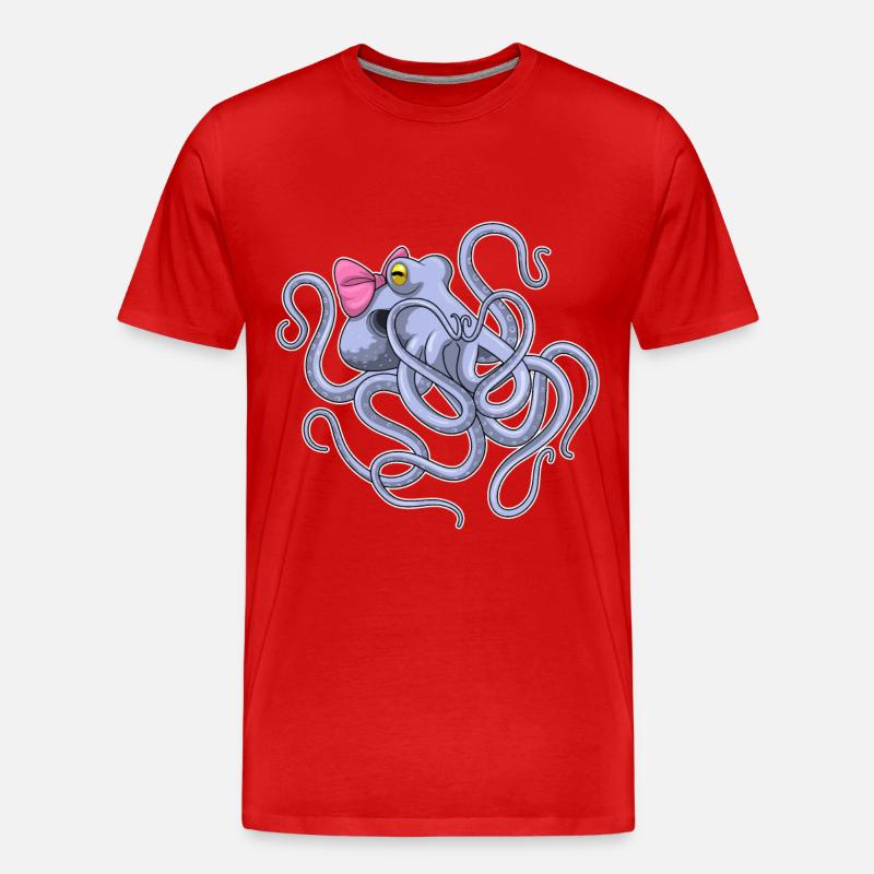 Krake Schleife - Männer Premium Bio T-Shirt - Rot