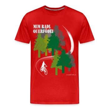 mim Radl querfödei - mit dem Rad quer Feld ein - Männer Premium Bio T-Shirt - Rot - Vorne - Damien (186cm)