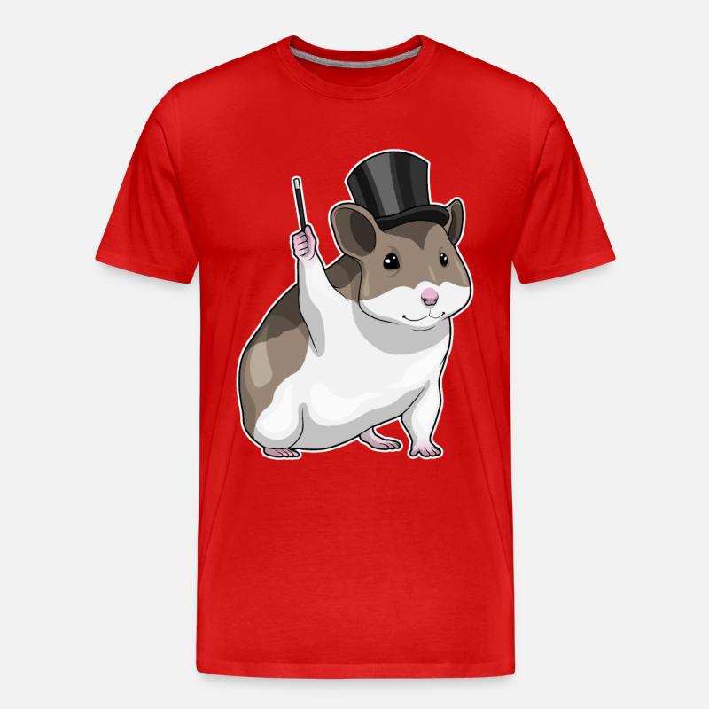 Hamster Zauberer Zauberstab - Männer Premium Bio T-Shirt - Rot