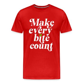 Veganer Make Every Bite Count Go Vegan Veganerin - Männer Premium Bio T-Shirt - Rot - Vorne - Damien (186cm)