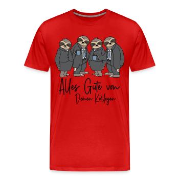 Abschied Kollege / Alles Gute von Deinen Kollegen - Männer Premium Bio T-Shirt - Rot - Vorne - Damien (186cm)