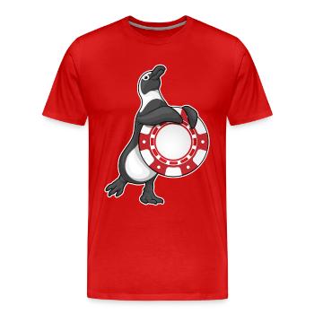 Penguin Poker Jetons de poker - T-shirt bio Premium Homme - rouge - Devant - Damien (186cm)