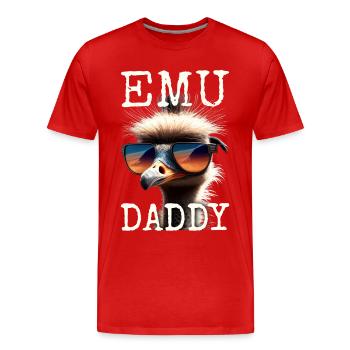Emu Daddy Vogel Strauß Laufvogel Dad Vatertag Emu - Männer Premium Bio T-Shirt - Rot - Vorne - Damien (186cm)