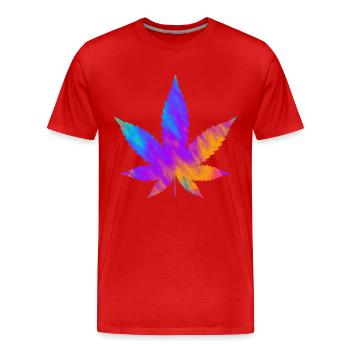 Feuille de cannabis | Feuille de chanvre colorée - T-shirt bio Premium Homme - rouge - Devant - Damien (186cm)