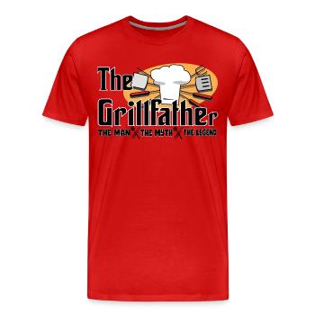 The grillfather, The grill father for the BBQ # - Men's Premium Organic T-Shirt - red - Front - Damien (186cm)