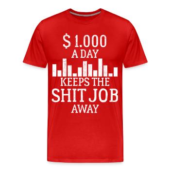 Is it Monday Yet Investor Trading Stock Market - Men's Premium Organic T-Shirt - red - Front - Damien (186cm)