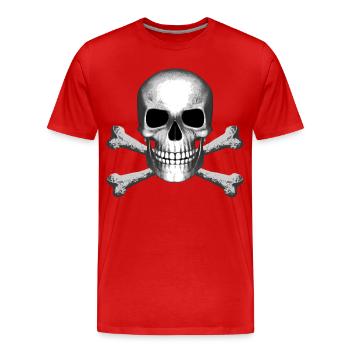 Skull Jolly Roger Pirate Flag T-Shirt R6Z - Männer Premium Bio T-Shirt - Rot - Vorne - Damien (186cm)
