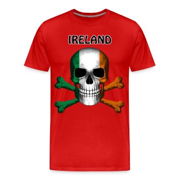 Skull Jolly Roger Pirate Flag Irlande R6Z - T-shirt bio Premium Homme - rouge - Devant - Damien (186cm)