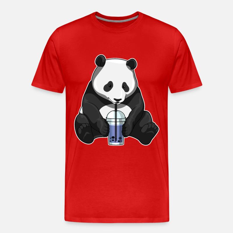 Panda Bubble Tea - Männer Premium Bio T-Shirt - Rot