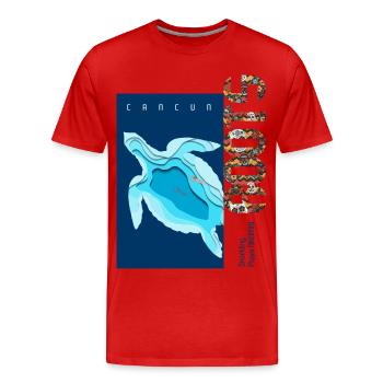 Tortue marine snorkeling Roots - T-shirt bio Premium Homme - rouge - Devant - Damien (186cm)