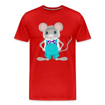 mignonne et élégante petite souris - T-shirt bio Premium Homme - rouge - Devant - Damien (186cm)